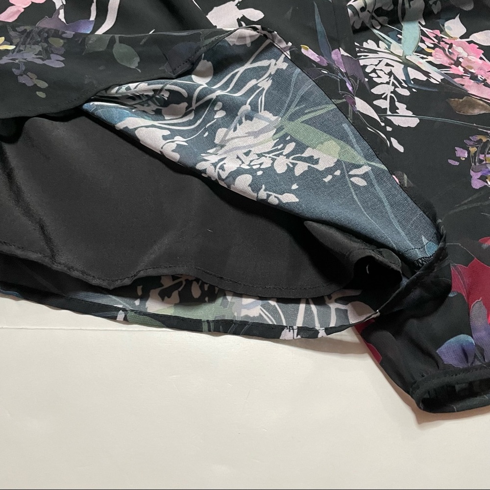 Yumi Kim Sheer Floral Ruffle Open Shoulder Cold Shoulder Blouse Size Small - Picture 5 of 8